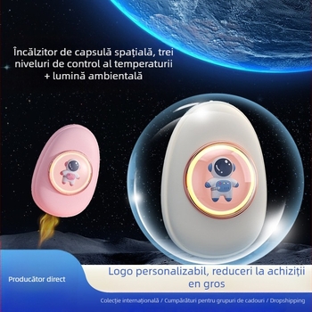 Încălzitor pentru mâini cu alimentare USB, 5W, baterie încorporată 1000–1200 mAh, disipare a căldurii prin placă de aluminiu