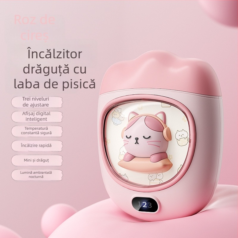 Încălzitor pentru mâini cu alimentare USB, 5W, baterie încorporată 1000–1200 mAh, disipare a căldurii prin placă de aluminiu