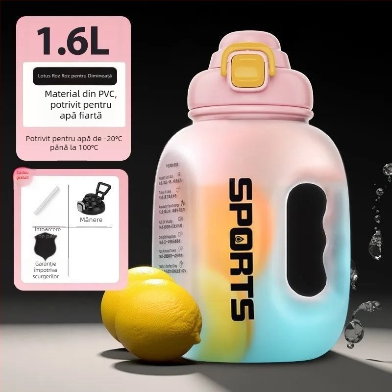 Cană din plastic cu talie mare, stil modern minimalist, funcție dublă de băut, material PC, set din două piese