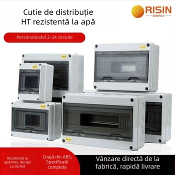 Cutie de distribuție pentru întrerupătoare IP65 exterior, 2–24 circuite, 125A, montaj pe șină, carcasă ABS ignifugă