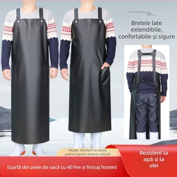 Șorț impermeabil cu lungime extinsă și bretele duble pentru adulți — material: tendoane de vită; greutate: 0.45 kg; potrivit pentru creștere, procesarea de produse acvatice, bucătărie și cantină; funcție: impermeabil și rezistent la ulei