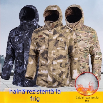 Palton de iarnă camuflaj pentru bărbați, căptușit cu bumbac, impermeabil, stil militar