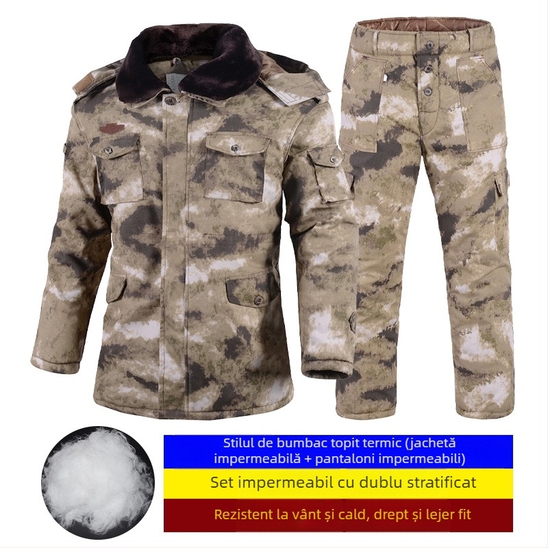 Palton de iarnă camuflaj pentru bărbați, căptușit cu bumbac, impermeabil, stil militar