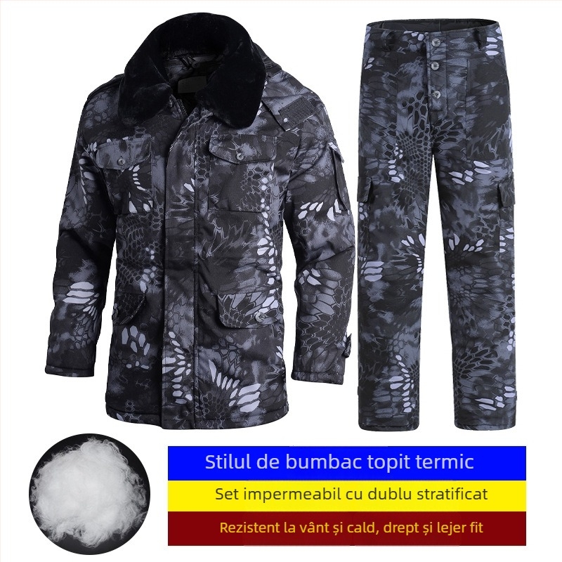 Palton de iarnă camuflaj pentru bărbați, căptușit cu bumbac, impermeabil, stil militar