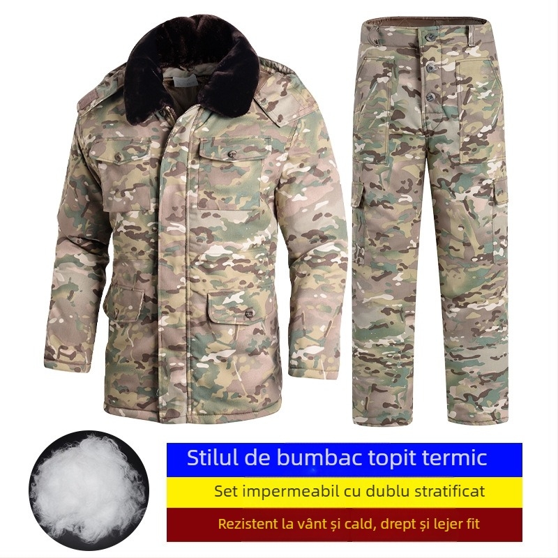 Palton de iarnă camuflaj pentru bărbați, căptușit cu bumbac, impermeabil, stil militar