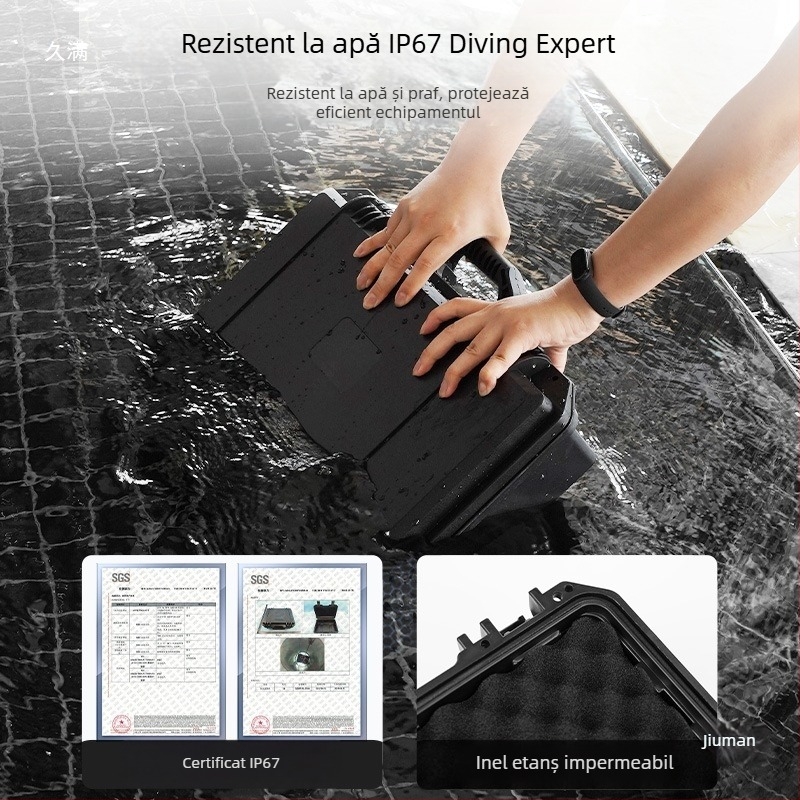Casetă de depozitare pentru ceasuri, interior din burete, IP67, din plastic, cu lacăt, capacitate 3–24 ceasuri