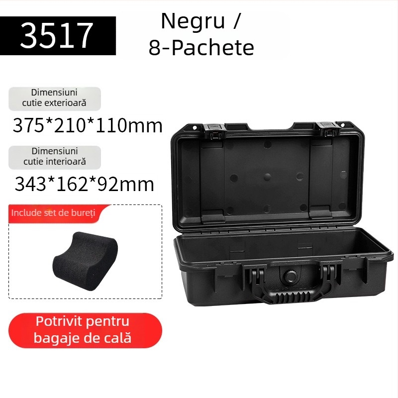 Casetă de depozitare pentru ceasuri, interior din burete, IP67, din plastic, cu lacăt, capacitate 3–24 ceasuri