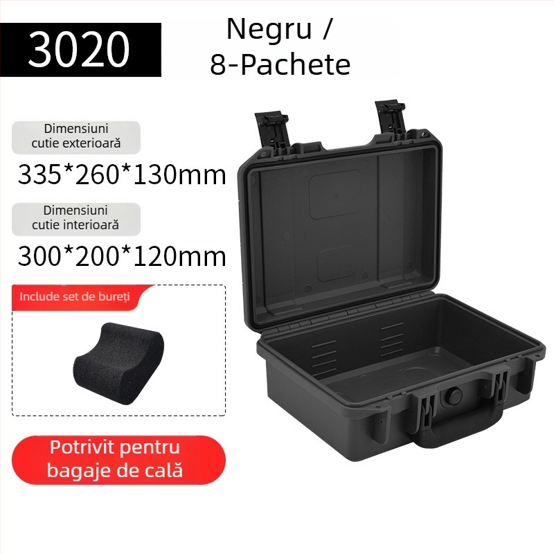 Casetă de depozitare pentru ceasuri, interior din burete, IP67, din plastic, cu lacăt, capacitate 3–24 ceasuri