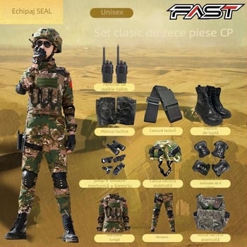 Set de antrenament camuflaj pentru copii, unisex, țesătură cu imitație fină, model camuflaj, potrivit pentru vară, primăvară și toamnă
