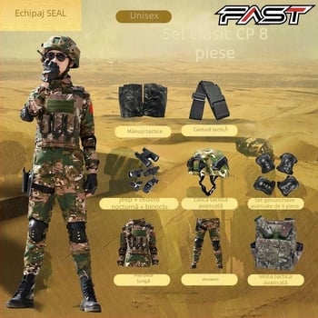 Set de antrenament camuflaj pentru copii, unisex, țesătură cu imitație fină, model camuflaj, potrivit pentru vară, primăvară și toamnă