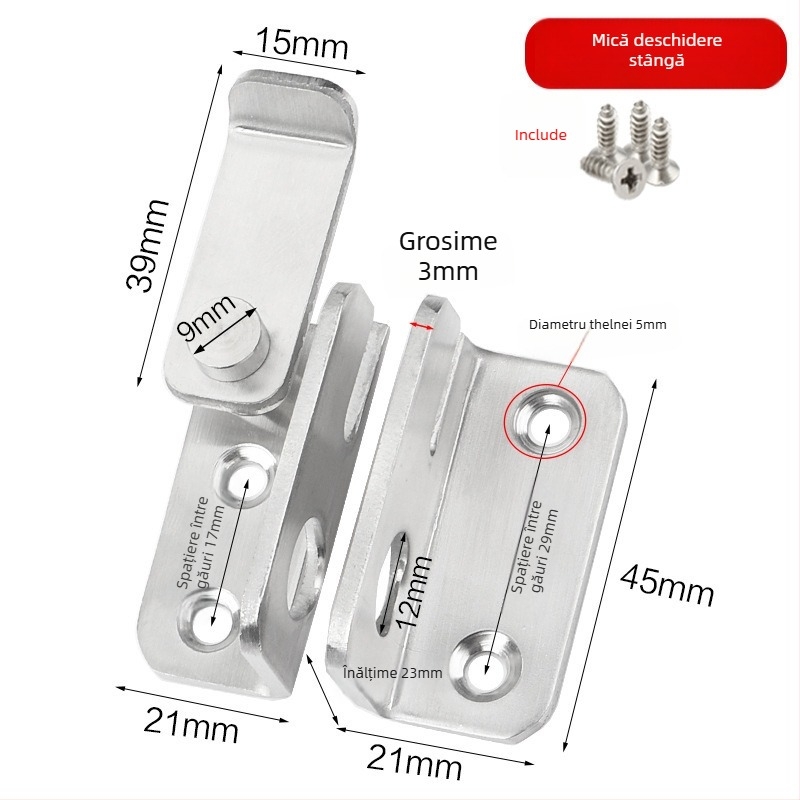 G2010 încuietoare de ușă din oțel inoxidabil pentru uși din lemn și dulapuri de birou, stil modern minimalist