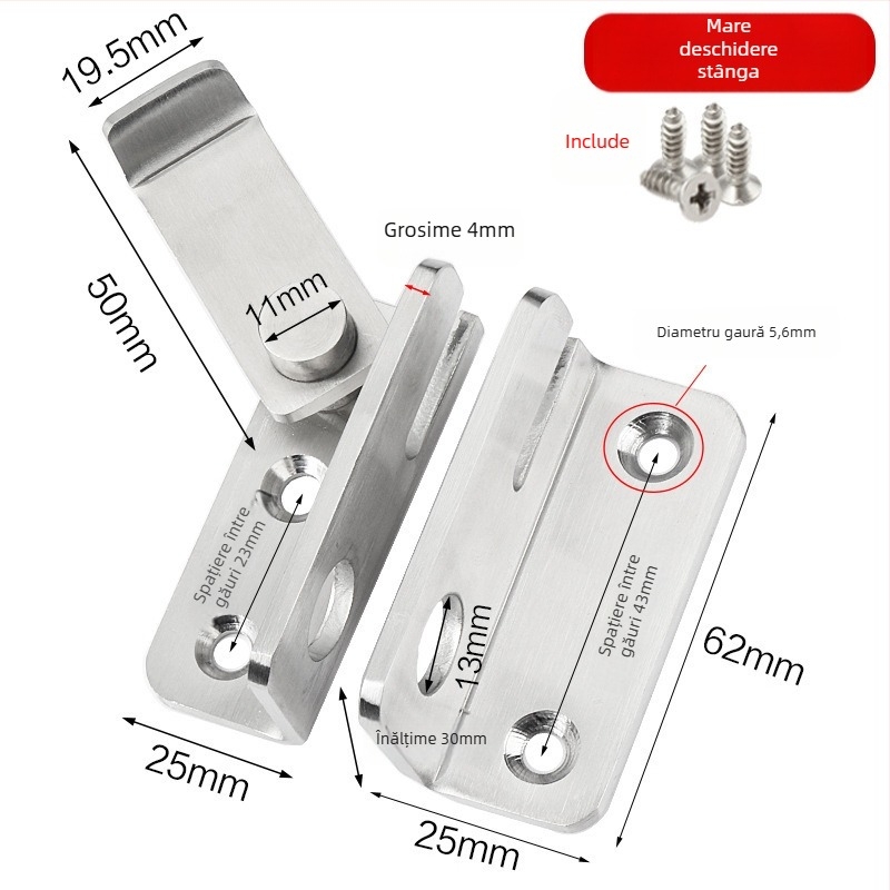 G2010 încuietoare de ușă din oțel inoxidabil pentru uși din lemn și dulapuri de birou, stil modern minimalist