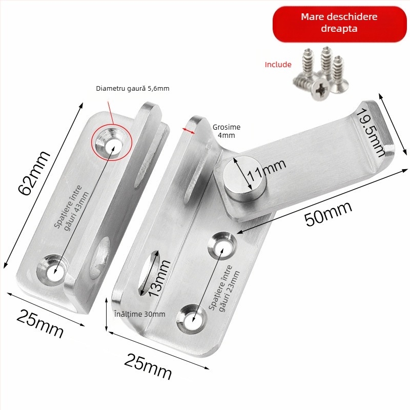 G2010 încuietoare de ușă din oțel inoxidabil pentru uși din lemn și dulapuri de birou, stil modern minimalist