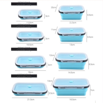 Cutie pliabilă de prânz din silicon, sigură pentru cuptorul cu microunde, de calitate alimentară, etanșă, portabilă