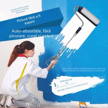 Set accesorii pentru pulverizarea vopselei: perie pentru duza pistolului de vopsire și perie cilindrică electrică pentru pulverizare uniformă, operare ușoară, posibilitate de personalizare