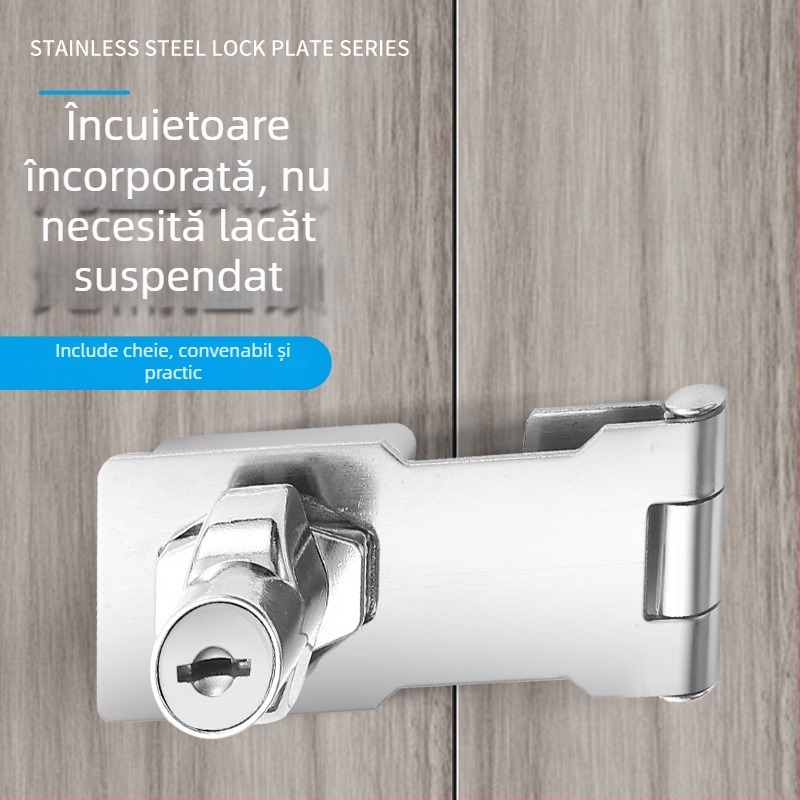 Card de încuietoare pentru sertare și dulapuri de fișiere – din oțel inoxidabil și aliaj de zinc, cu cheie, stil modern minimalist, finisaj lustruit