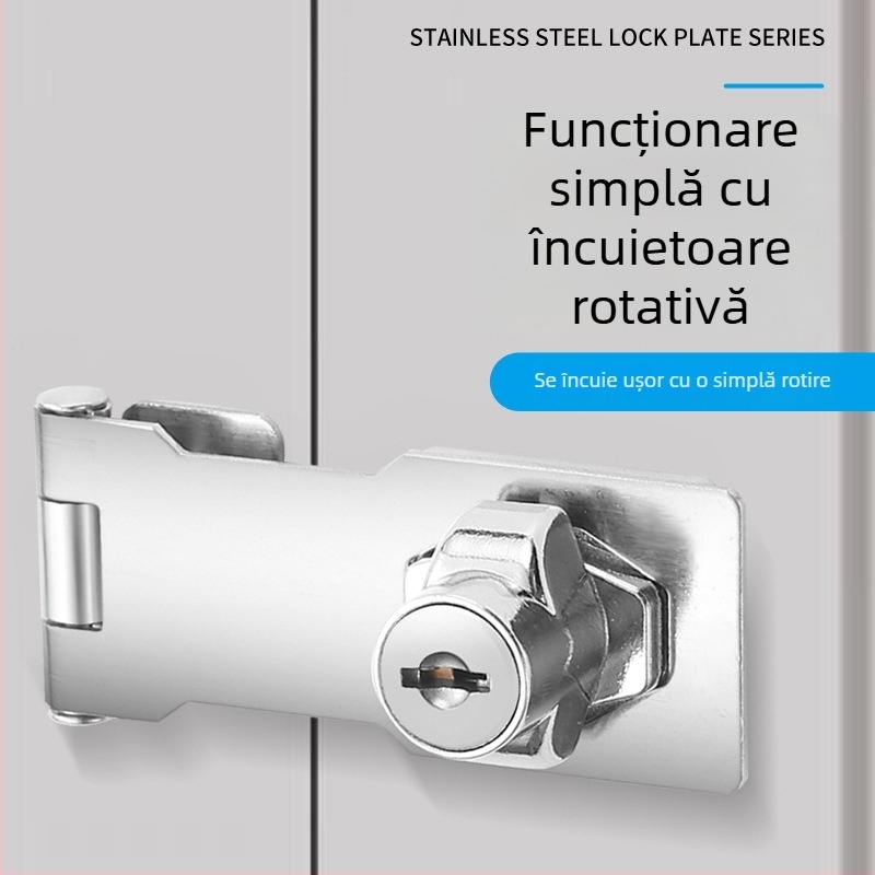 Card de încuietoare pentru sertare și dulapuri de fișiere – din oțel inoxidabil și aliaj de zinc, cu cheie, stil modern minimalist, finisaj lustruit