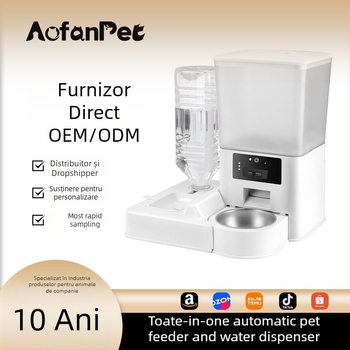 Hrănitoare inteligentă automată pentru animale de companie cu dozare programată, video și control vocal la distanță pentru pisici și câini