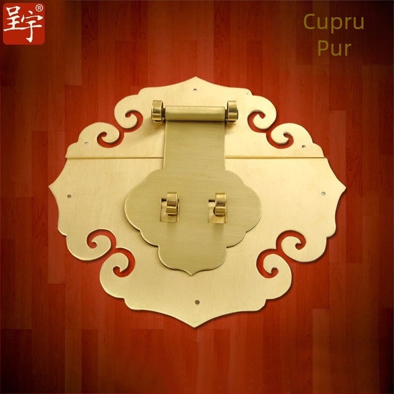 Cuier din alamă Xiangyun pentru cutii din lemn, stil retro, finisaj lustruit și îmbătrânit