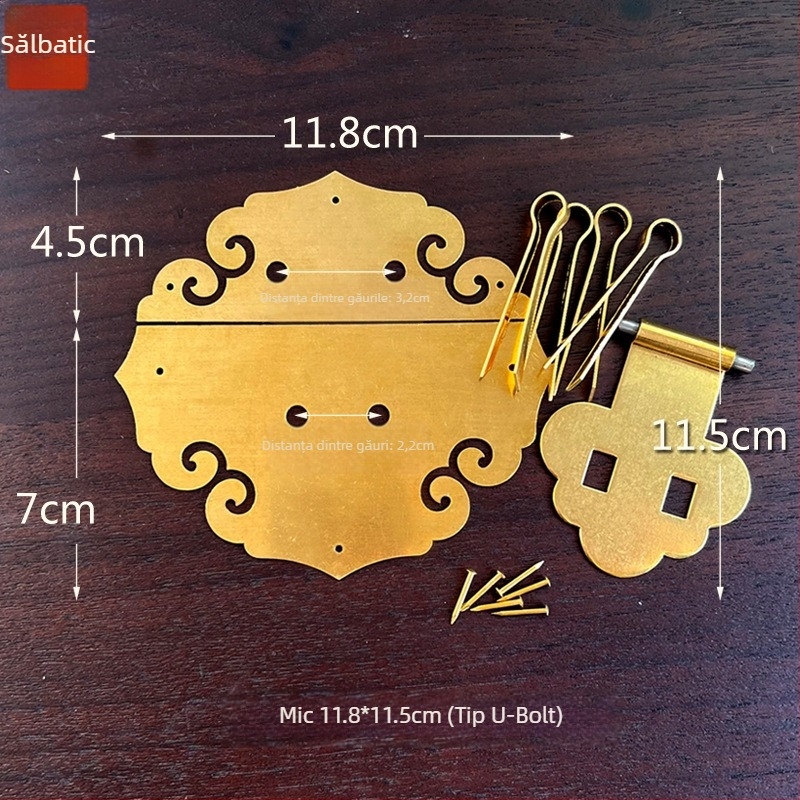 Cuier din alamă Xiangyun pentru cutii din lemn, stil retro, finisaj lustruit și îmbătrânit