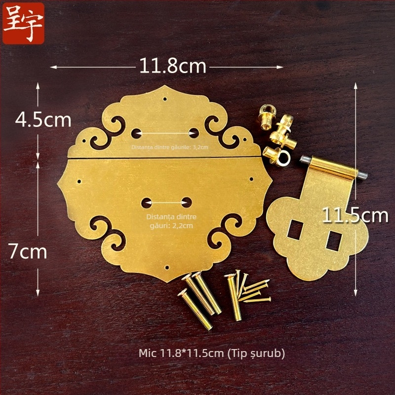 Cuier din alamă Xiangyun pentru cutii din lemn, stil retro, finisaj lustruit și îmbătrânit