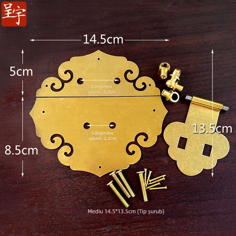 Cuier din alamă Xiangyun pentru cutii din lemn, stil retro, finisaj lustruit și îmbătrânit