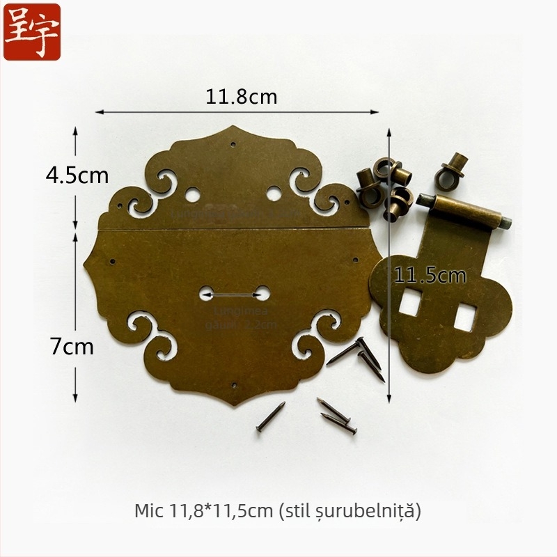 Cuier din alamă Xiangyun pentru cutii din lemn, stil retro, finisaj lustruit și îmbătrânit
