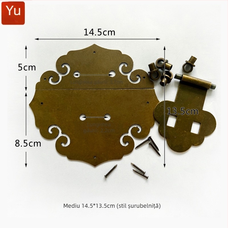 Cuier din alamă Xiangyun pentru cutii din lemn, stil retro, finisaj lustruit și îmbătrânit