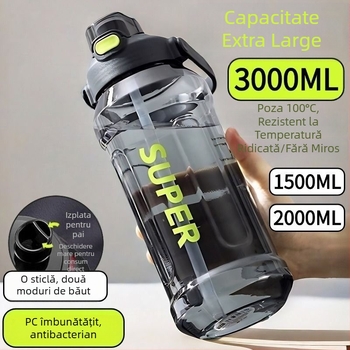 Cupă Sippy, stil sport cu pai, capac cu deschidere la un clic, plastic PC, înălțime 7,5 cm