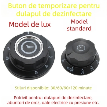 Buton de temporizare pentru dulap dezinfectare — universal pentru aparate electrice de gătit, setări 30/60/90/120 minute, întrerupător de avertizare