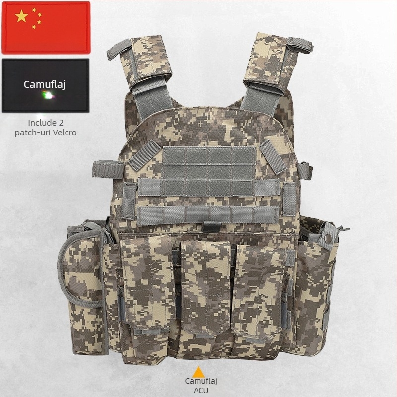 Vestă tactică camuflaj pentru copii, nivelul 3 de armură, respirabilă și rezistentă la uzură, pentru exterior