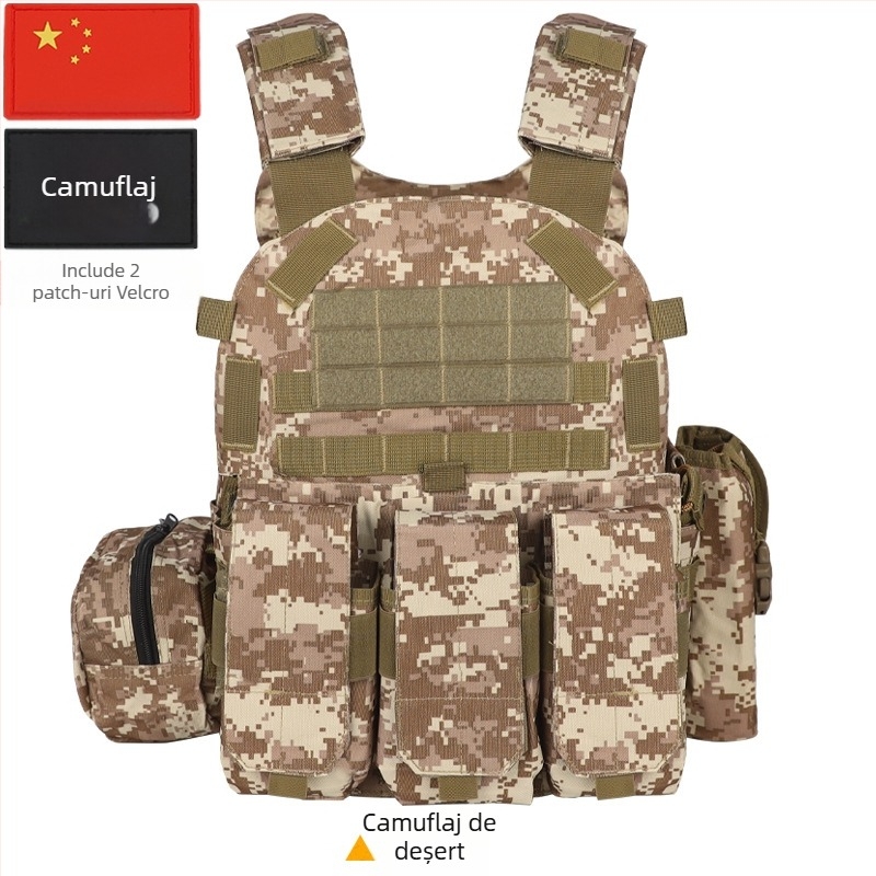 Vestă tactică camuflaj pentru copii, nivelul 3 de armură, respirabilă și rezistentă la uzură, pentru exterior