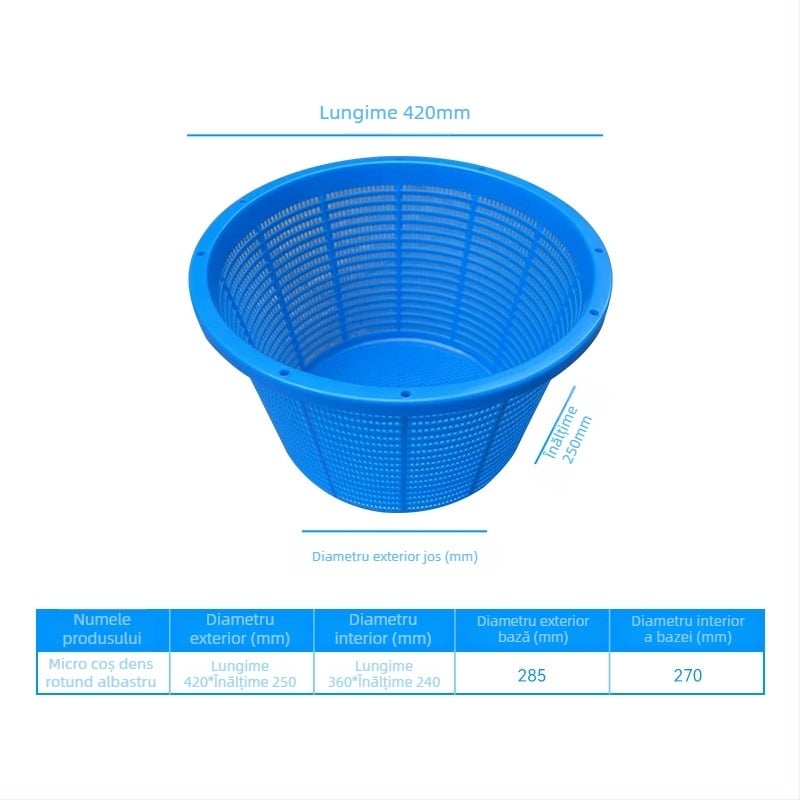 Coș circular din plastic HDPE, material virgin, rezistent la apă și umezeală, turnat prin injecție, sarcină 50