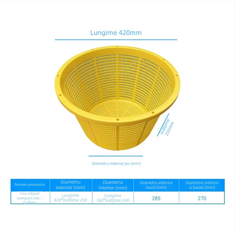 Coș circular din plastic HDPE, material virgin, rezistent la apă și umezeală, turnat prin injecție, sarcină 50