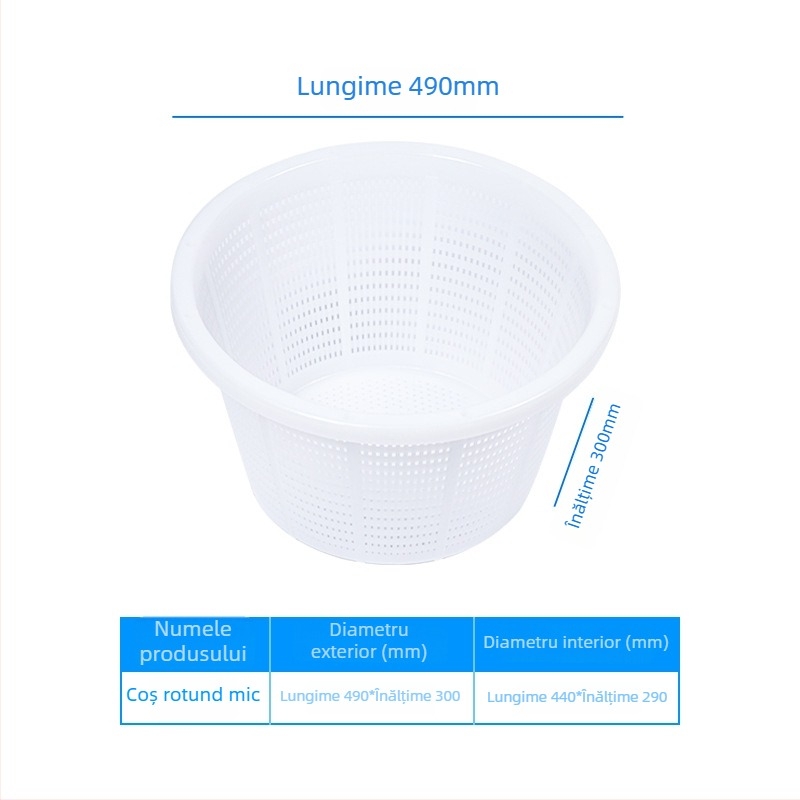 Coș circular din plastic HDPE, material virgin, rezistent la apă și umezeală, turnat prin injecție, sarcină 50