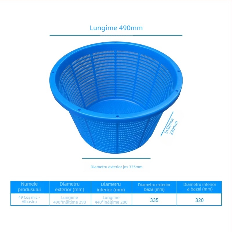 Coș circular din plastic HDPE, material virgin, rezistent la apă și umezeală, turnat prin injecție, sarcină 50