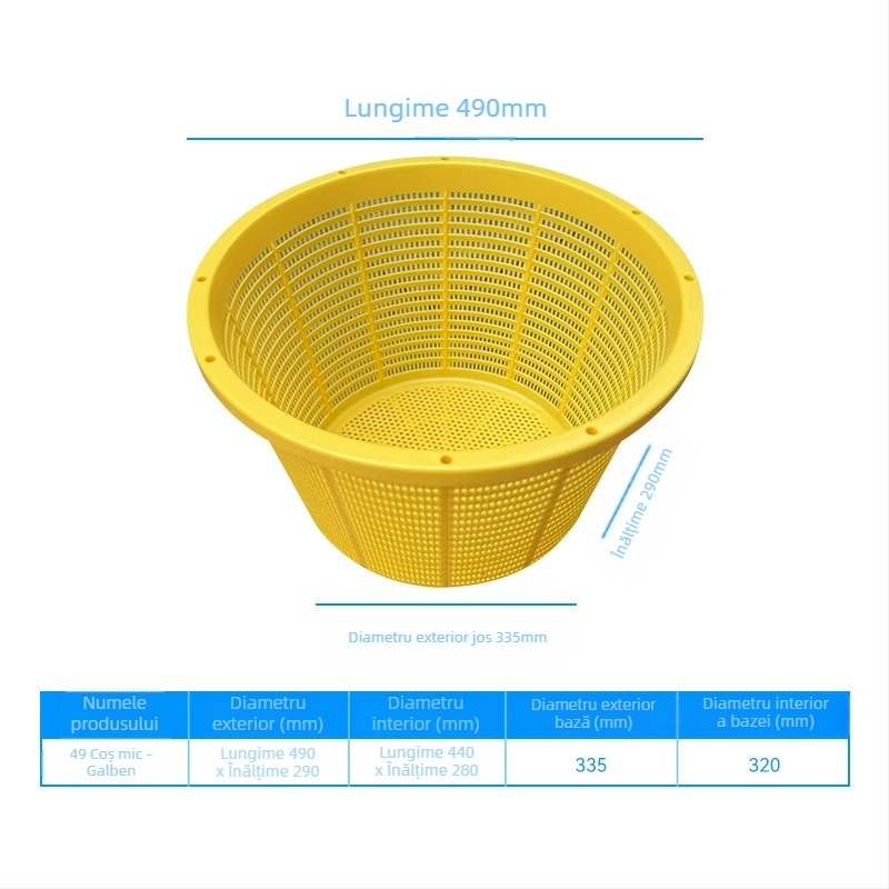 Coș circular din plastic HDPE, material virgin, rezistent la apă și umezeală, turnat prin injecție, sarcină 50