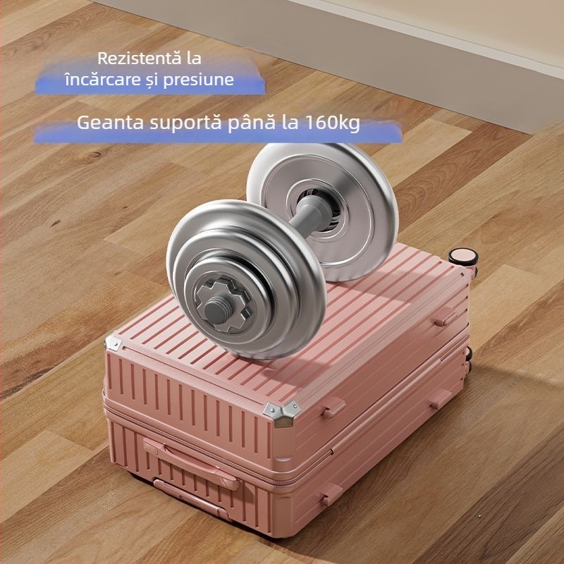 Jane Dance valiză de călătorie mari capacitate, fibră de carbon, roți universale, închidere cu fermoar, strat extensibil, căptușeală ABS+PC