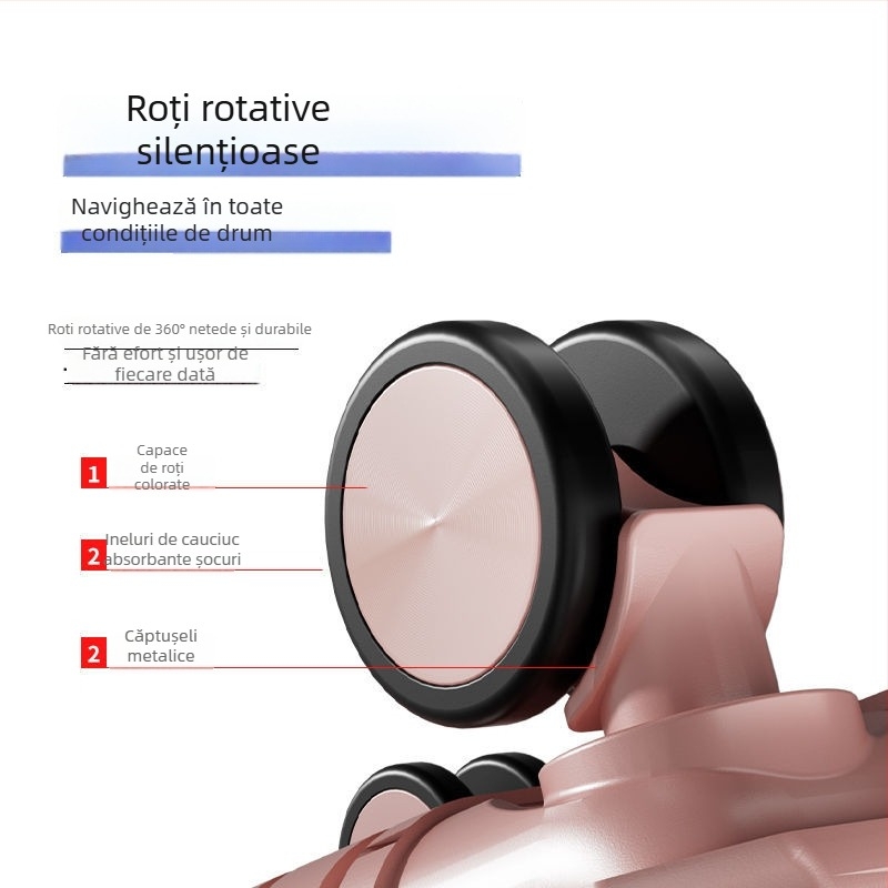 Jane Dance valiză de călătorie mari capacitate, fibră de carbon, roți universale, închidere cu fermoar, strat extensibil, căptușeală ABS+PC