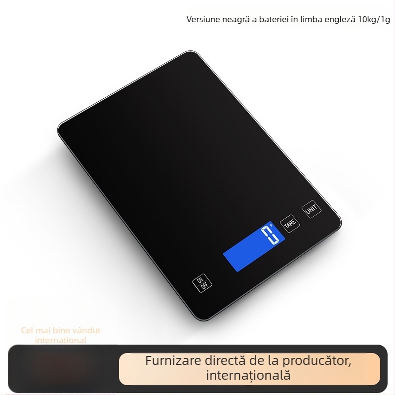Cântar de bucătărie DH-A11, cu măsurare electronică, suprafață din sticlă digitală, capacitate 15 kg, alimentat cu baterie, multifuncțional.