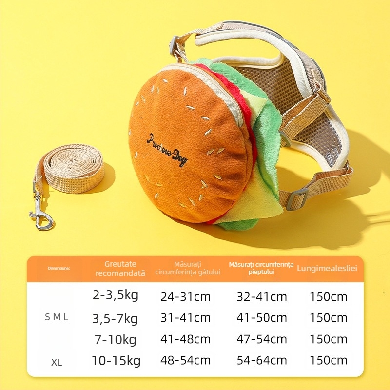 Harnasă pentru câini cu design 3D animat, curea toracică din nylon reglabilă, rucsac încorporat pentru câini mici, lesă de plimbare