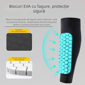 Protecții pentru gambă pentru tineri, design fagure – pentru fotbal, baschet, alergare, ciclism – respirabile din poliester/SPandex