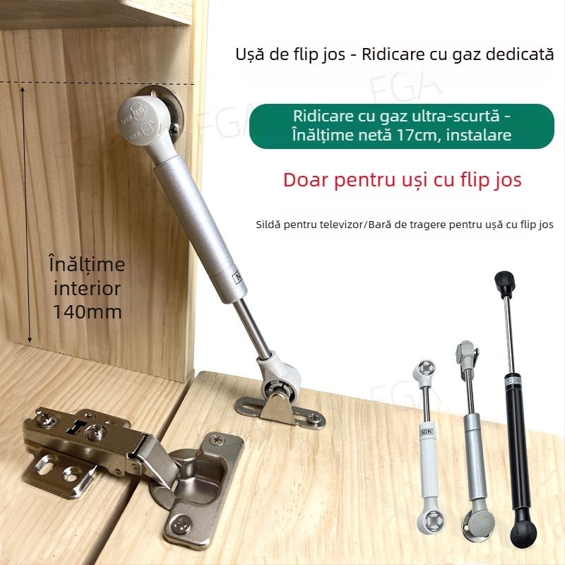 Dulap TV montat pe perete cu uși din sticlă, cadru din aluminiu subțire și ușă inferioară basculantă cu gaz.