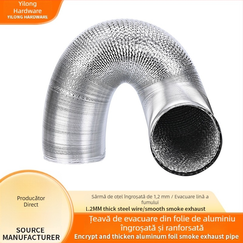 Conductă de evacuare îngroșată și întărită pentru hotă, furtun flexibil din folie de aluminiu, model universal