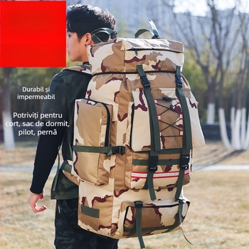 Rucsac outdoor în stil militar pentru camping și călătorii, din Oxford, impermeabil, durabil, extensibil, model geometric