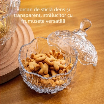 Recipient de zahăr din sticlă cu capac – stil european, recipient transparent de depozitare, cutie de bijuterii ușor luxoasă, 301-500 ml