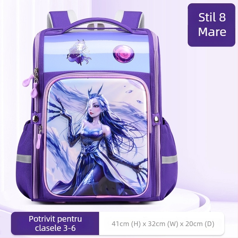 Rucsac școlar pentru elevi din ciclul primar – unisex, material impermeabil, reducerea încărcăturii și protecția coloanei, imprimeu Nezha