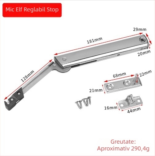 Left Steel opritor arbitrar din aliaj de zinc pentru dulapuri și sertare, model 01A-Standard Type Fine Grain, stil minimalist modern