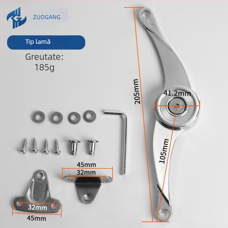 Left Steel opritor arbitrar din aliaj de zinc pentru dulapuri și sertare, model 01A-Standard Type Fine Grain, stil minimalist modern
