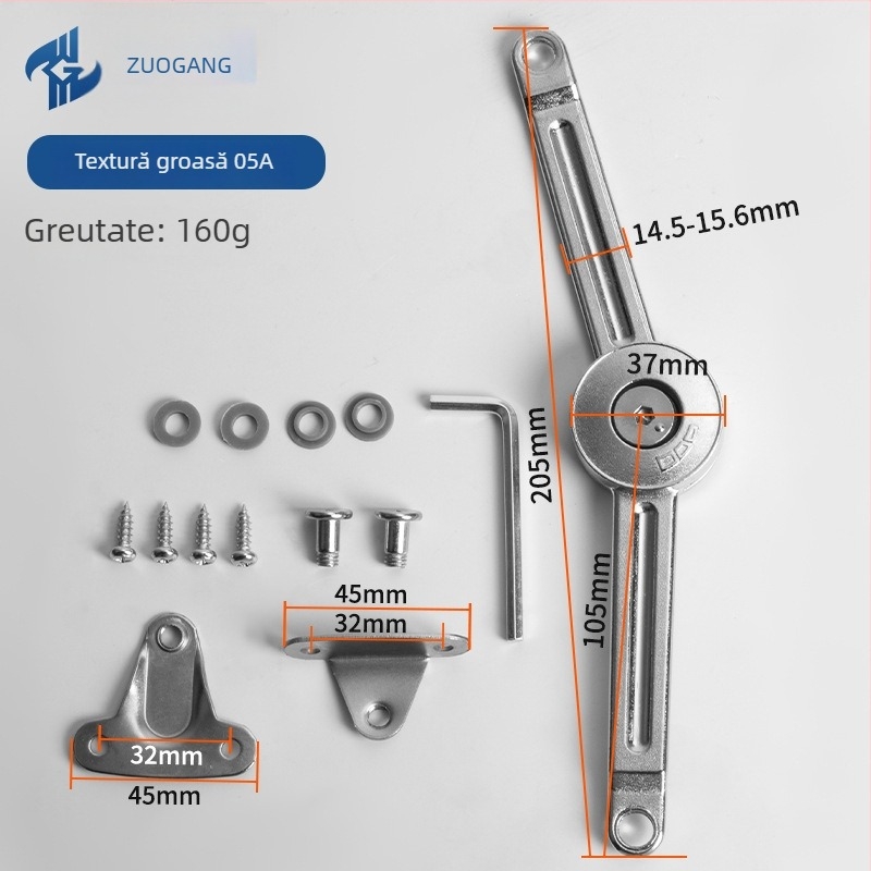 Left Steel opritor arbitrar din aliaj de zinc pentru dulapuri și sertare, model 01A-Standard Type Fine Grain, stil minimalist modern